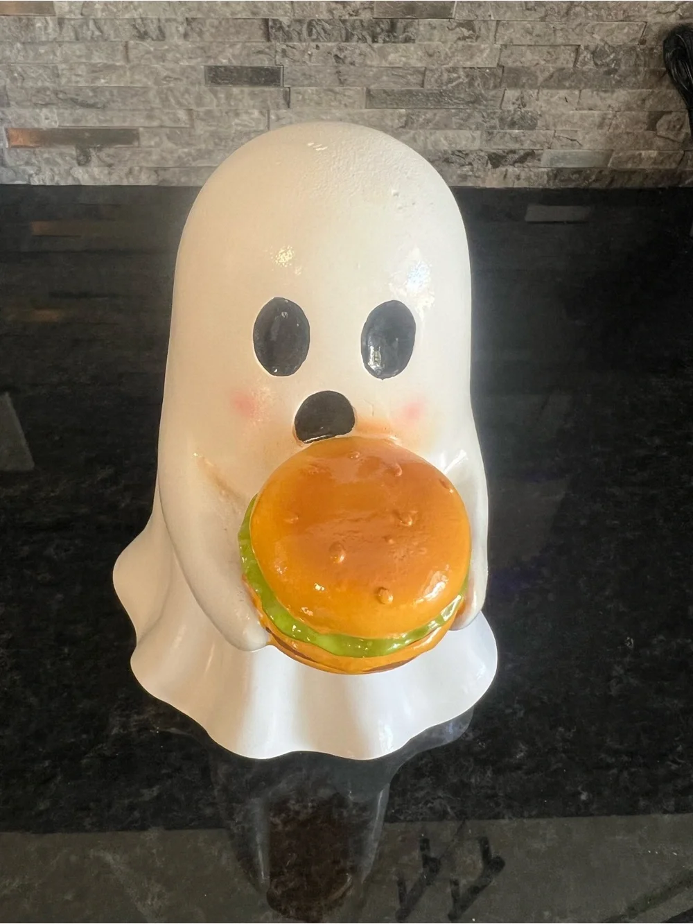 SO CUTE!! Halloween GHOST Holding CHEESEBURGER